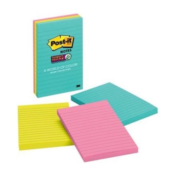 Postick Color Post-It Super Sticky Ruled 4x6 Notes Asst. Neon Colors 3PK | UC San ...