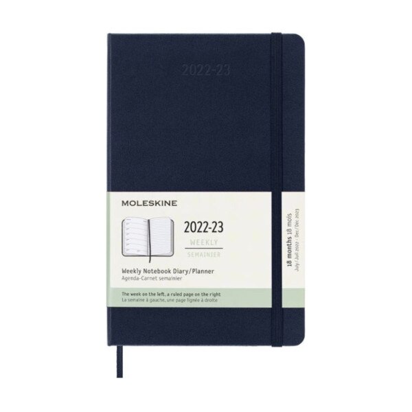 Moleskine 2023 Weekly Notebook Planner, 18M, Extra Large, Saphire Blue