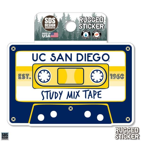 UCSD Cassette Tape Rugged Sticker by SDS Design | UC San Diego Bookstore
